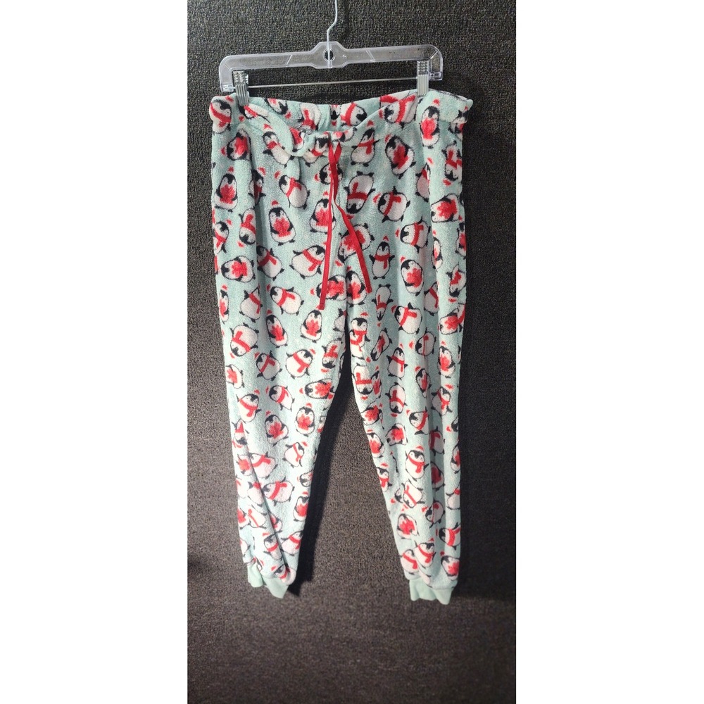 Secret Treasures Penguin Fleece Pajama Pants Mint Holiday Joggers Large 12-14